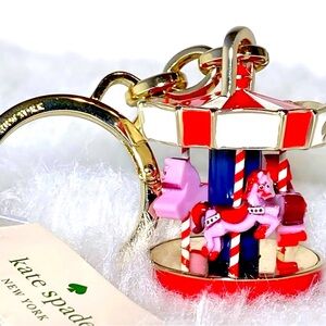 Kate Spade NWT winter wonders, 3-D carousel horse keychain, bag charm